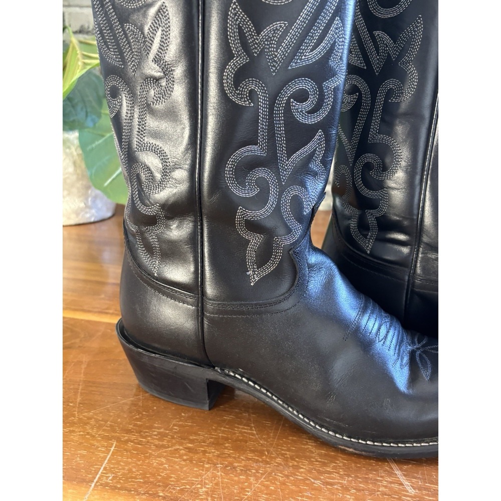 Justin 1409⭐️Classic Black London Calf Leather Western Cowboy Boots⭐️Mens 9 D - Picture 8 of 12